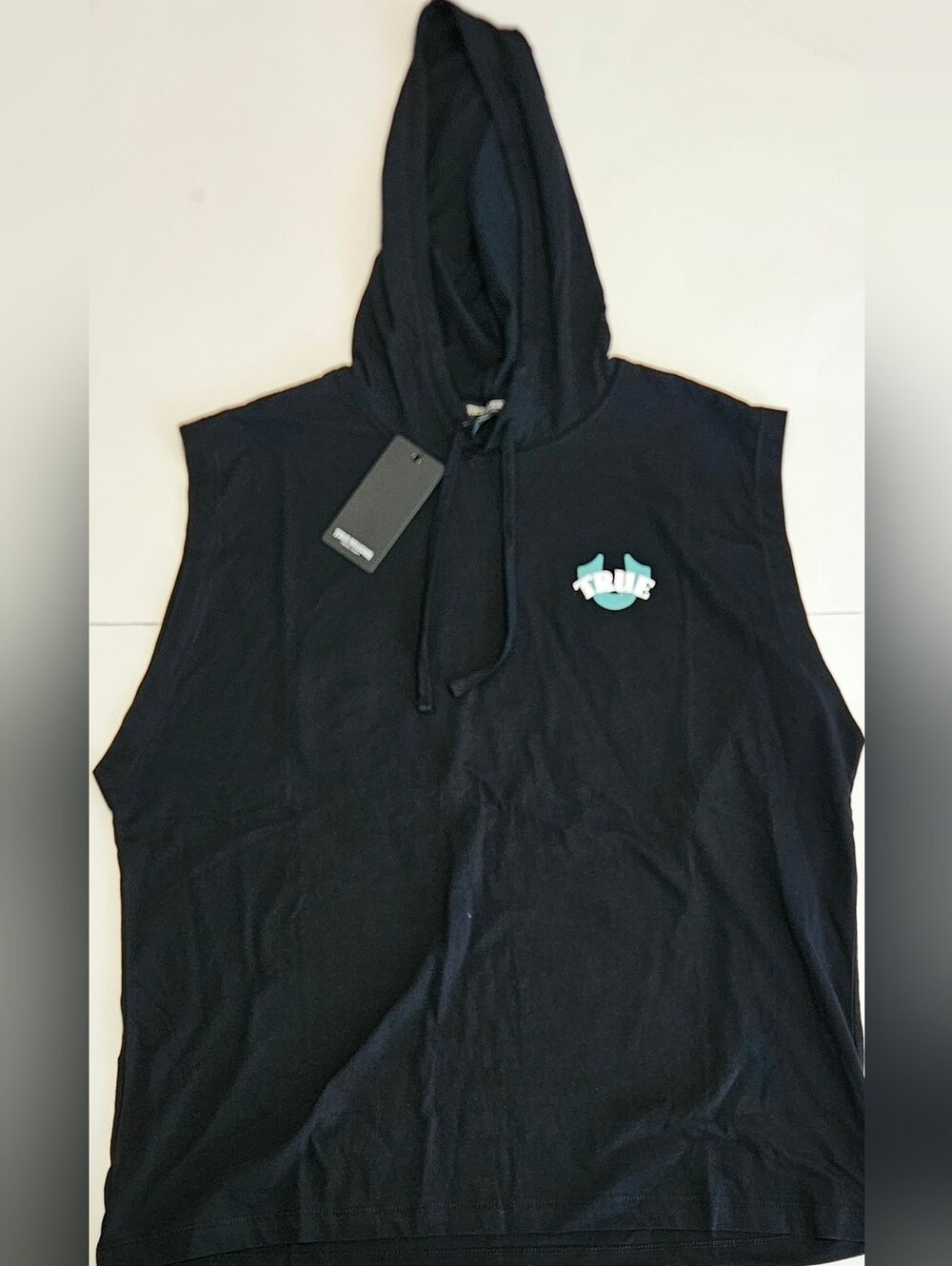 True Religion "Crafted with Pride" Guitar Buddha Sleeveless Hoodie (Size Large)